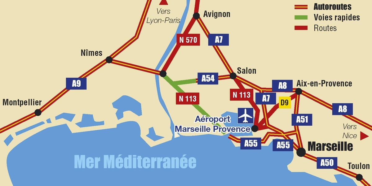 bản đồ của Marseille đường cao tốc