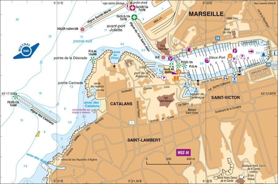 bản đồ của Marseille thiết bị đầu cuối cruise