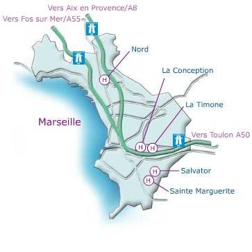 bản đồ của Marseille bệnh viện