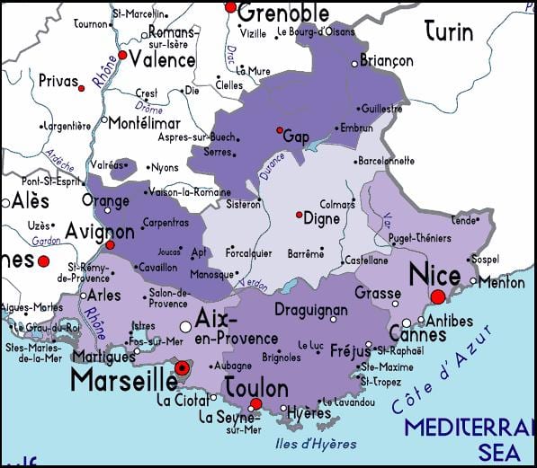 bản đồ của Marseille khu vực