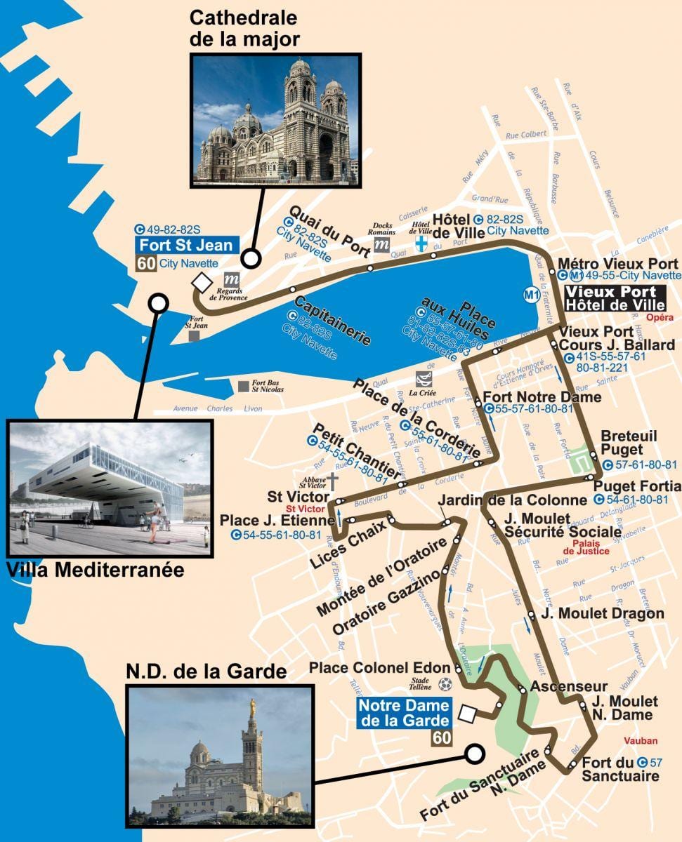 bản đồ của Marseille xe buýt 60 bản đồ