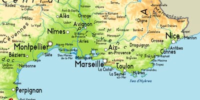 Bản đồ của Marseille và khu vực xung quanh