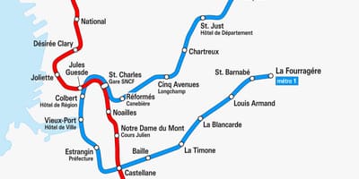 Bản đồ của Marseille tàu điện ngầm